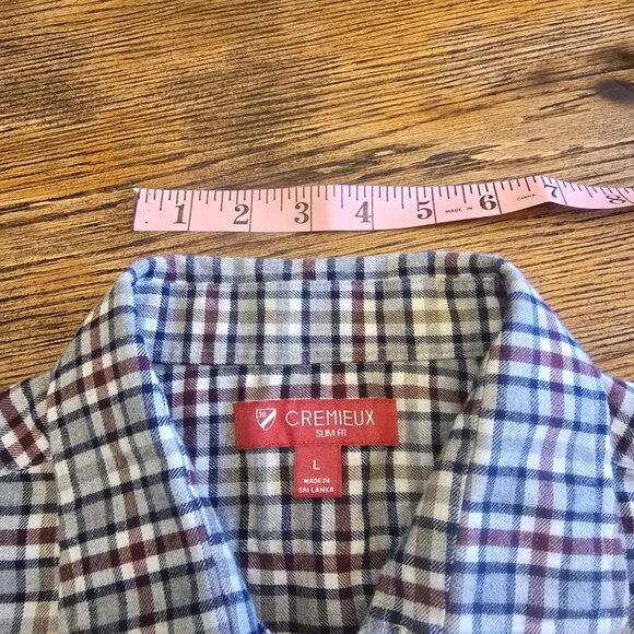 CREMIEUX Men's Slim Fit Long Sleeved Flannel Shirt Size Large - Picture 2 of 9
